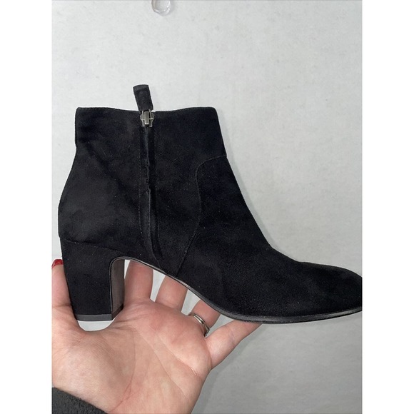 EILEEN FISHER Black Suede Ankle Booties Size 8 Side Zip Block Heel Boots EUC - Picture 13 of 14